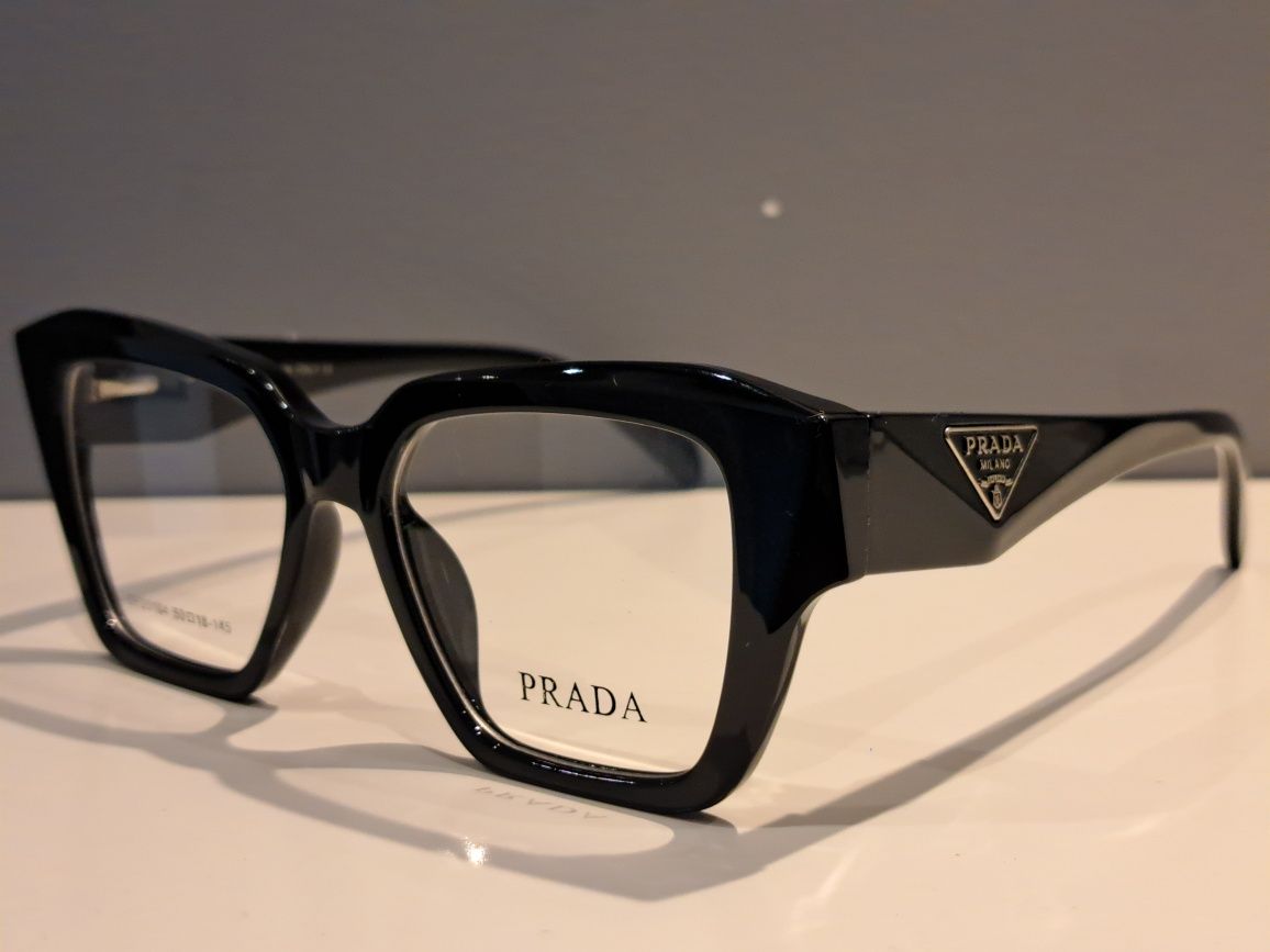 **PRADA czarne nowe damskie oprawki okulary zerówki logo