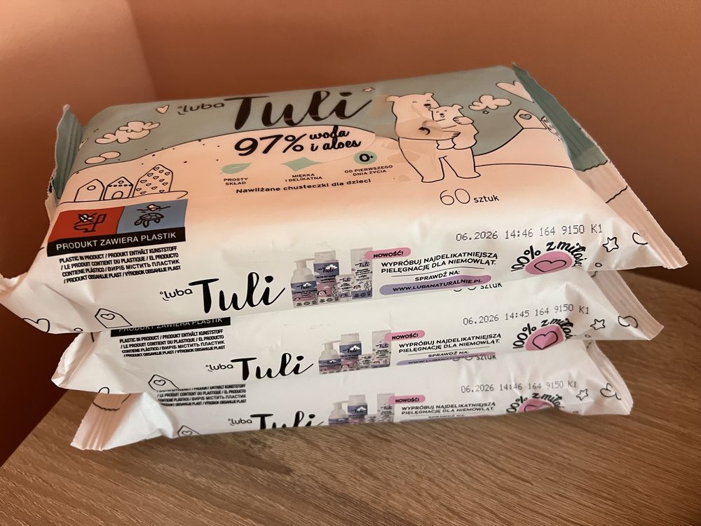 Pampersy 1 66szt. mix Huggies Bevola Dada Happy + chusteczki Tuli 3op.