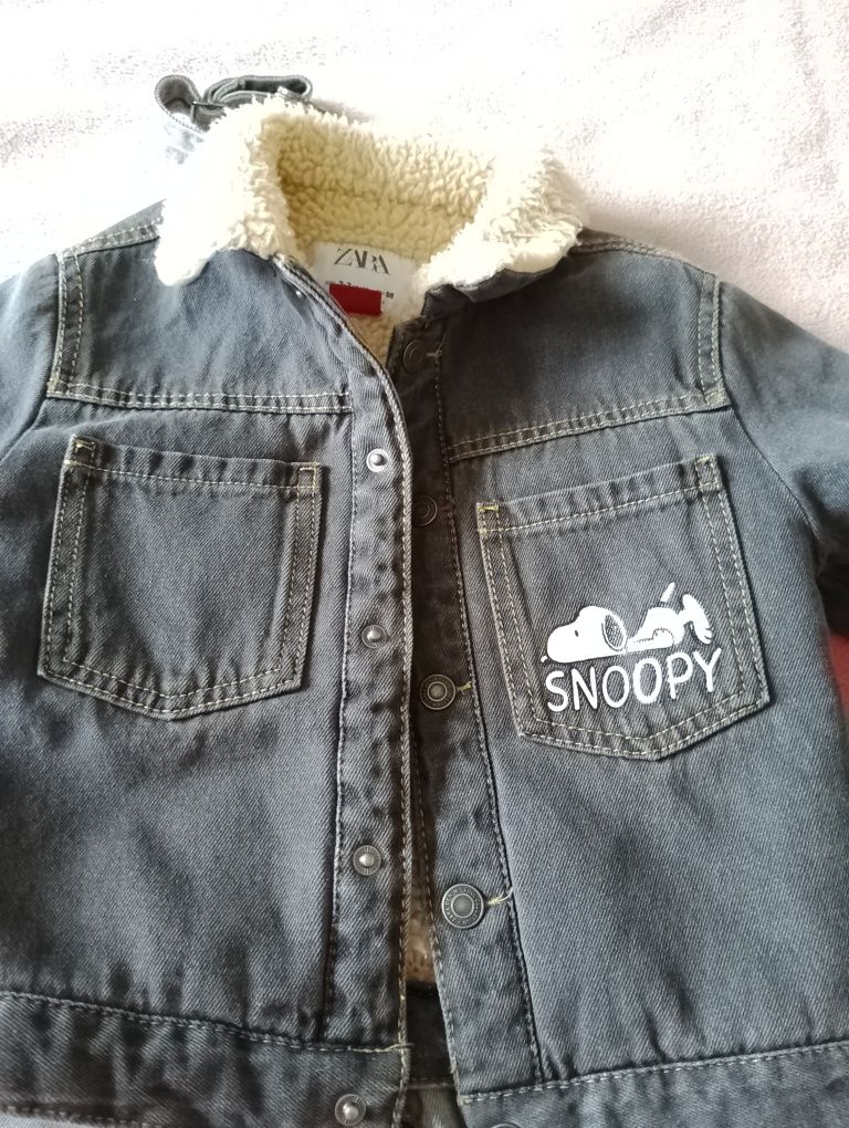 Джинсова куртка zara snoopy 2-3 р