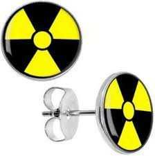 Kolczyki 3D logo biohazard radioaktywność 10mm stal 316L