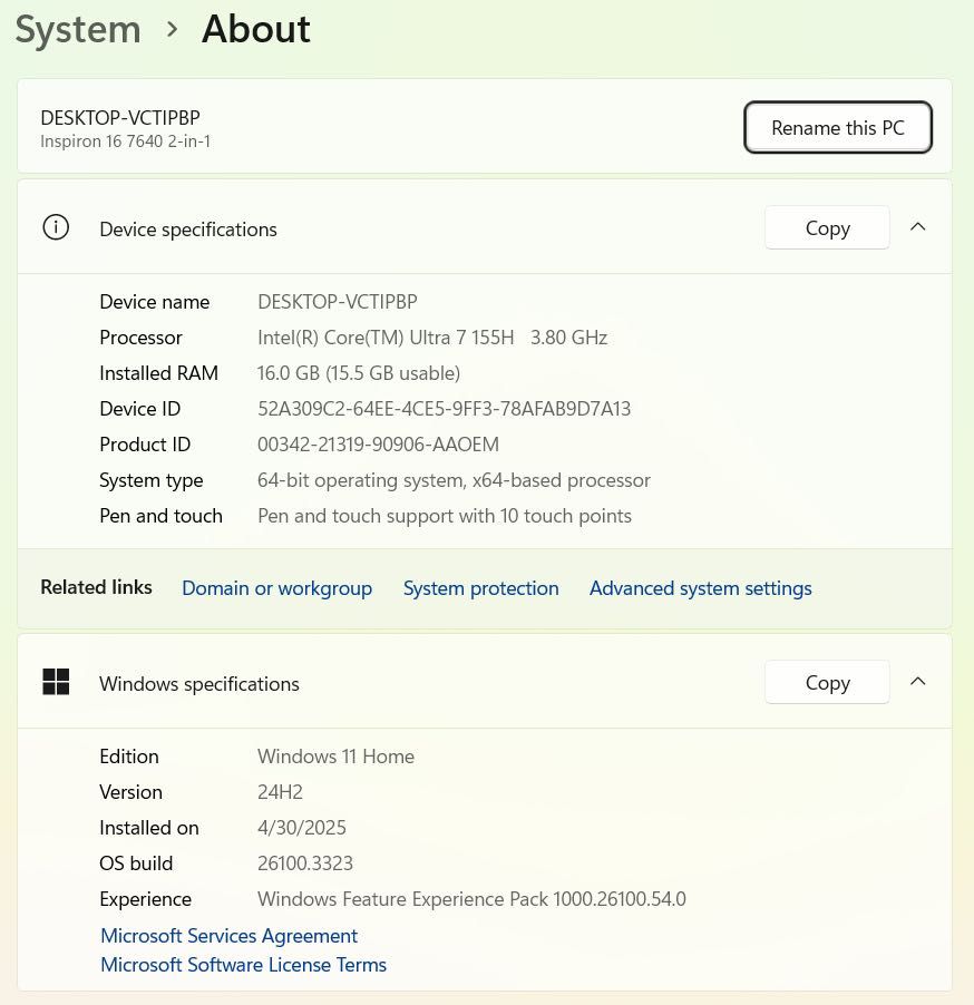 Dell Inspiron 16 7640 2 in 1 ULTRA 7 155H/16 Ram/ 512/ FHD+/ Intel ARC