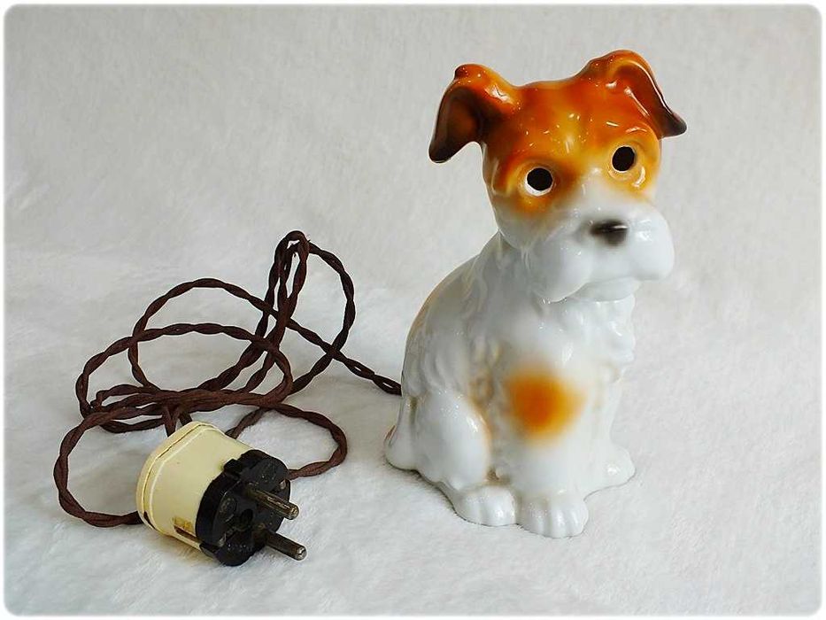 Przedwojenna Lampka - Piesek Porcelana 20-30' NP Neu Porzellan Tettau