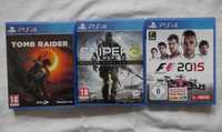 Zestaw 3 Gry Tomb Raider, Sniper i F1 -  PlayStation 4 - PS4