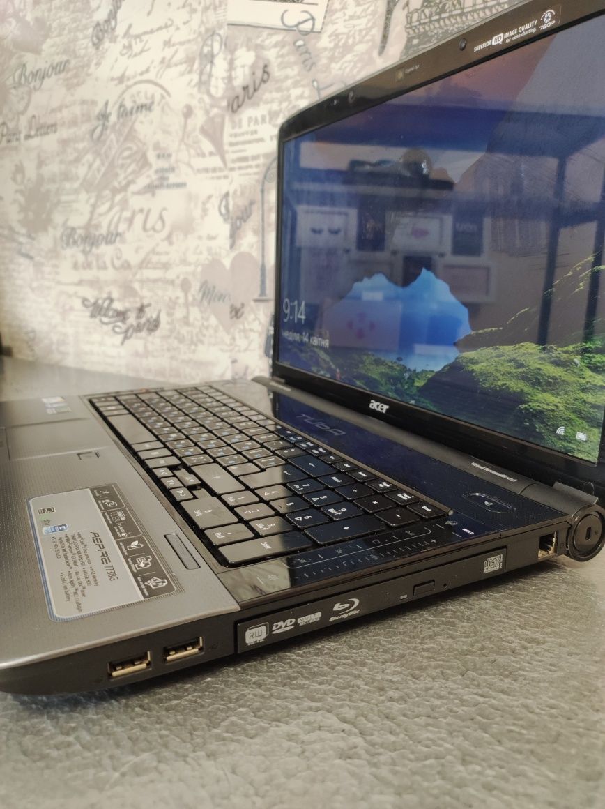 Ноутбук Acer Aspire 7738G 17.3" Intel/6gb/SSD + HDD/Nvidia , АКБ 2 год