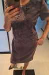 Sukienka elegancka szara ,gipiura, kwiaty 44/46 nowa,