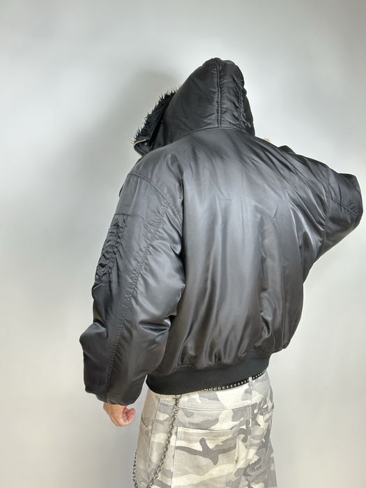 Бомбер чорний меховий з мехом аляска куртка черная MA1 opium archive M