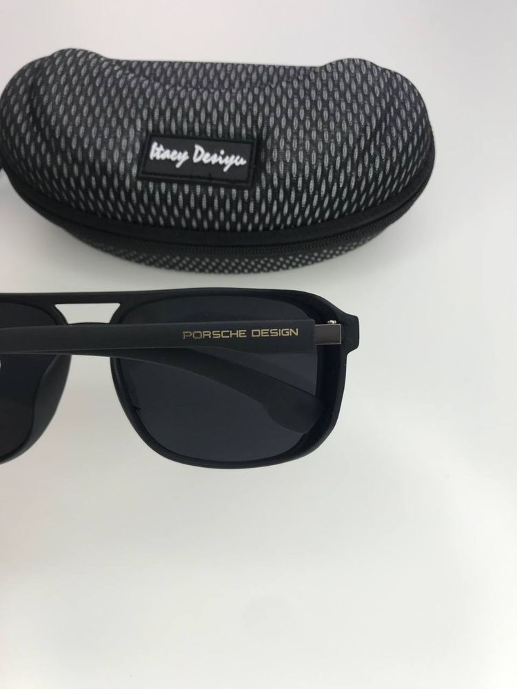 Мужские солнцезащитные очки PORSCHE Polarized Крупные с шторками ЧЕРНЫ