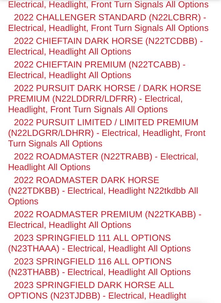 Lampa LED Indian Challenger Springfield Roadmaster Dark Horse