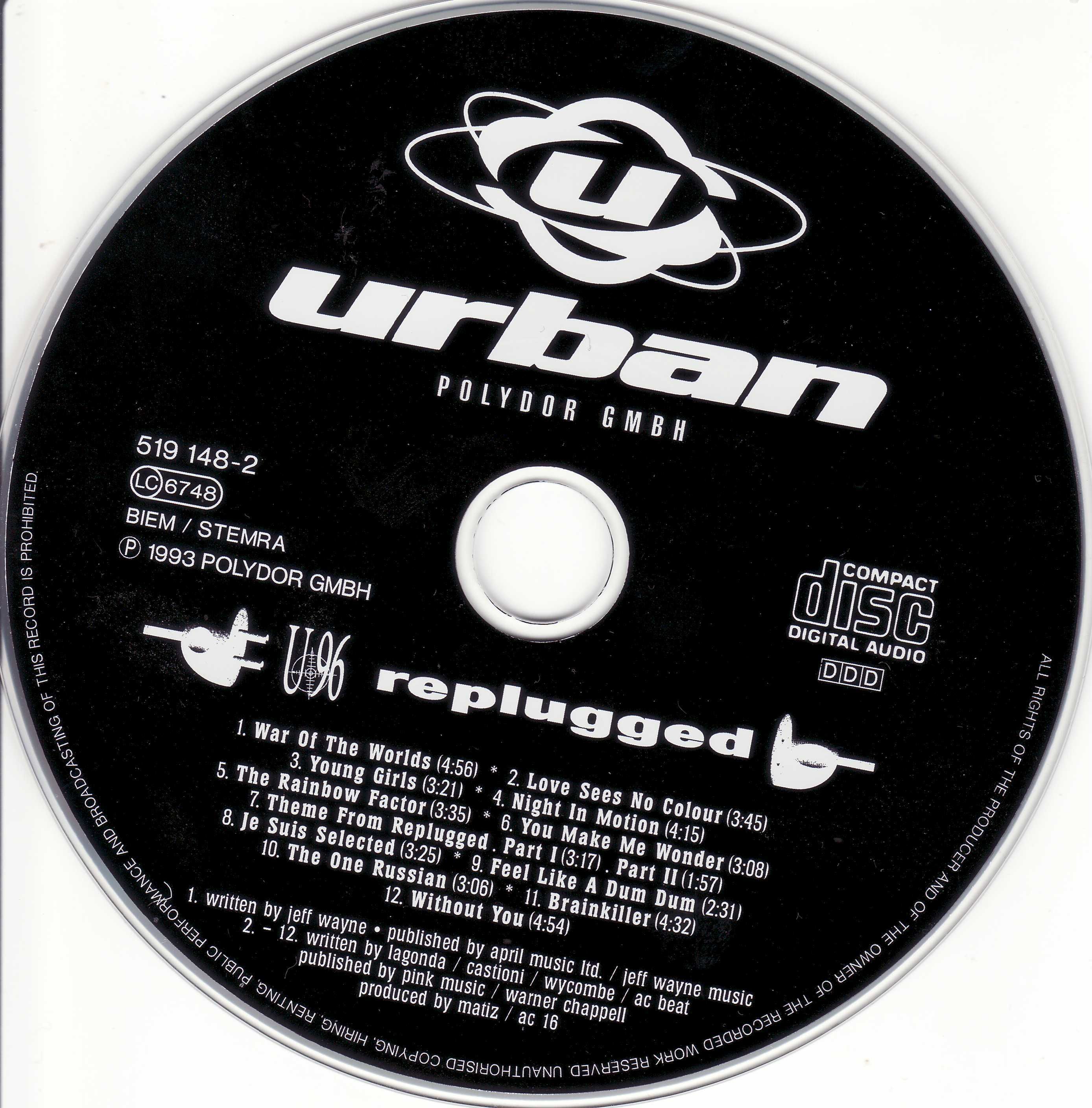 U 96 - Replugged (CD, Album). Фірмові CD фирменные