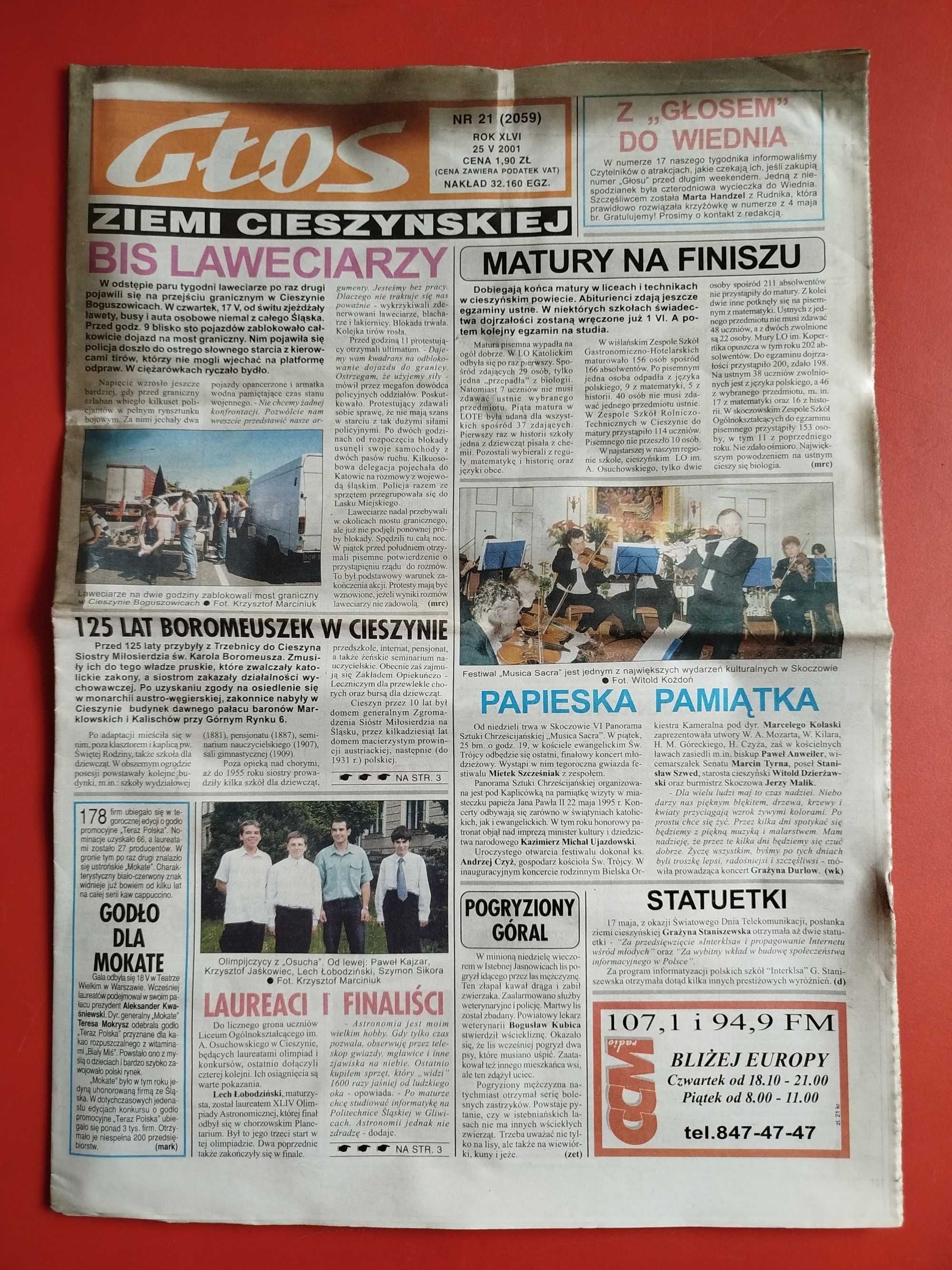 Głos Ziemi Cieszyńskiej, nr 21, 25 maja 2001