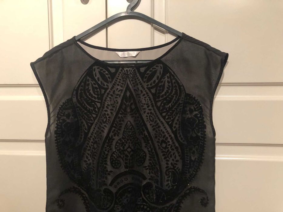 vestido preto com bordado em veludo   Promod  M