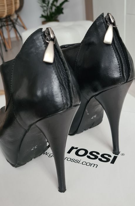 Skórzane BOTKI na wysokim obcasie gino rossi