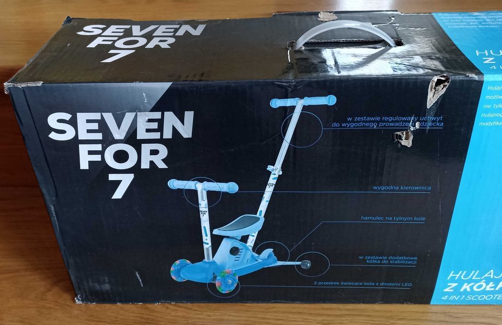 HULAJNOGA z kółkami Led 4w1 SEVEN FOR 7 Rowerek - nowy