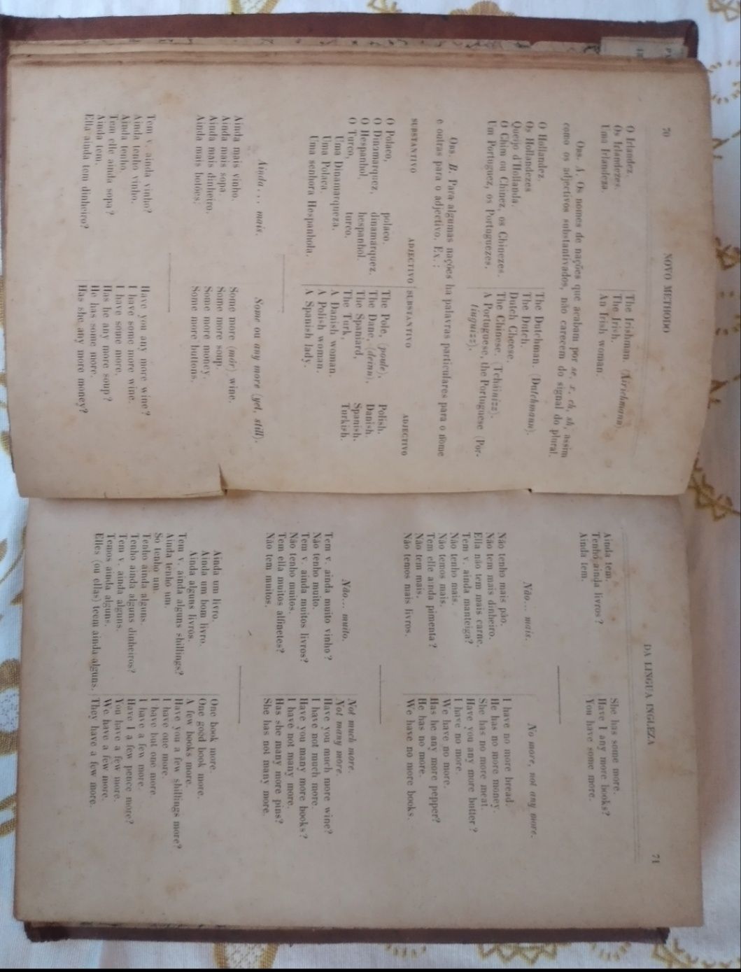 Gramática de 1883 aprende o Inglês em 6 meses encadernada pele natural