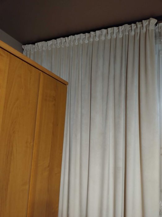 Zasłona welurowa, Jasny Beż, 200 x 241 cm, z umarszczeniem Smok.