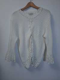 Sweter biały bawełniany zawiązywany sweterek Skovhuus rozmiar XL