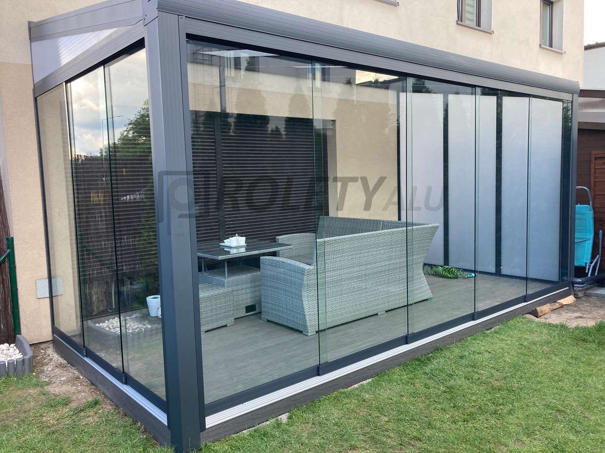 Pergola Tarasowa Ogrodowa Aluminiowa Wiata Altana Szkło/Poliwęglan 4x3