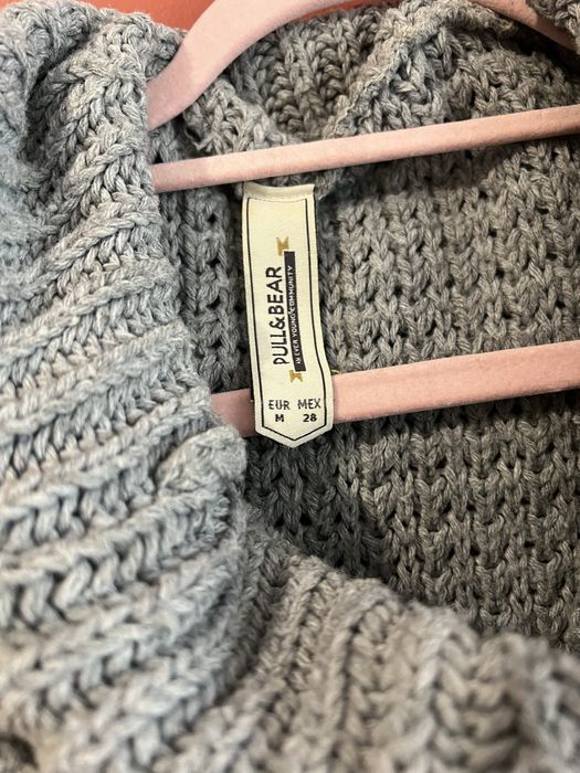 sweter golf kołnierz szary myszka pleciona Pull&Bear M