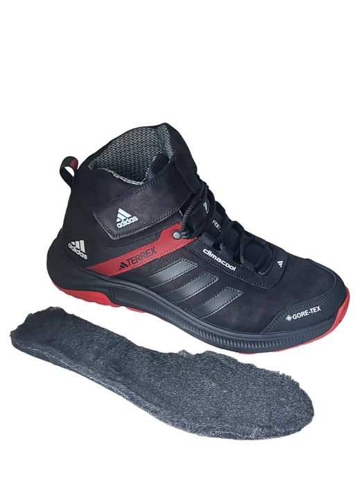 Зимние кроссовки ADIDAS TERREX (A-7) кожаные черно-красные р-ры:41-45