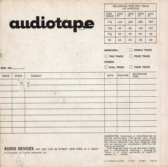Fita magnética para som / gravador de bobines