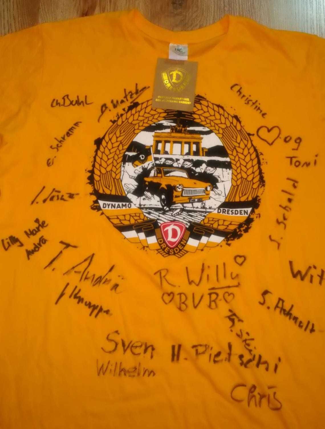 Koszulka T-Shirt SG Dynamo Dresden Drezno NOWA z Podpisami UNIKAT XL