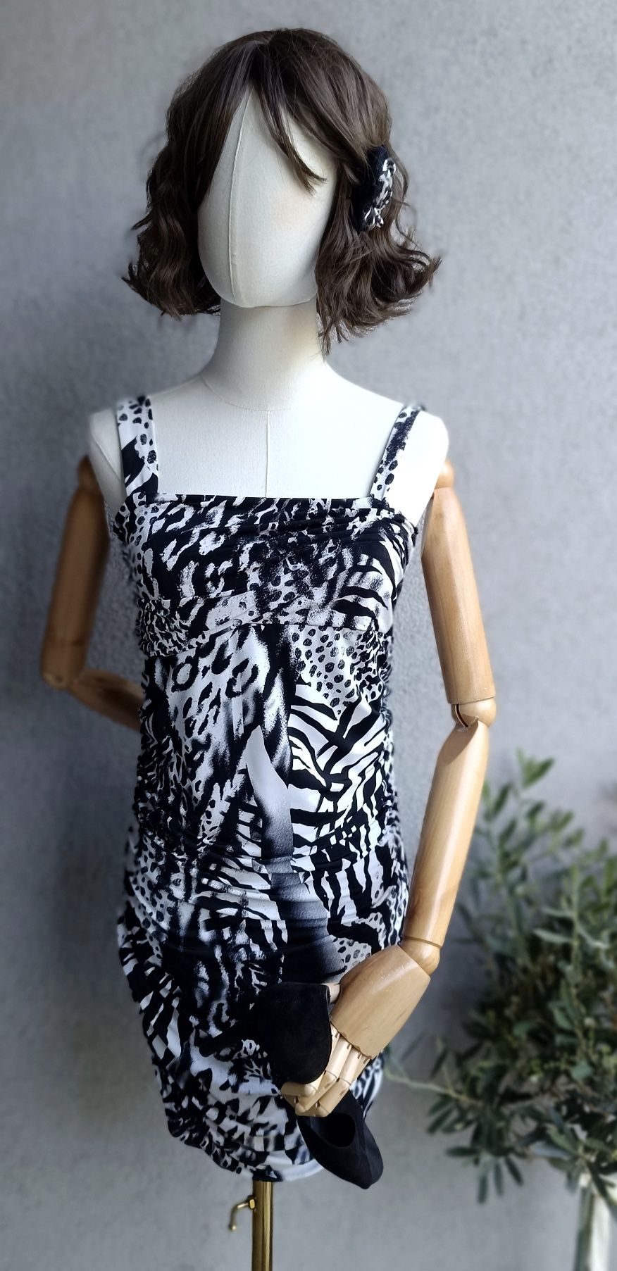 Sukienka w motyw panterki S M biust 39-46x2 animal print mini impreza