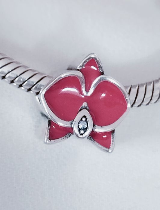 Kwiat charms różowa orchidea charakter s 925