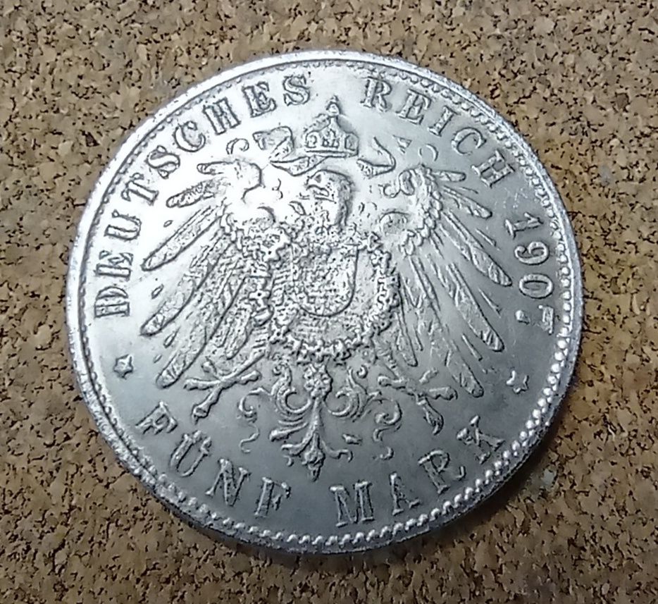 Moneta . 5 marek wilhelm 2 deutscher kaiser könig von preussen