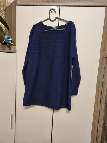 Długi damski granatowy sweter sweterek tunika rozmiar 44