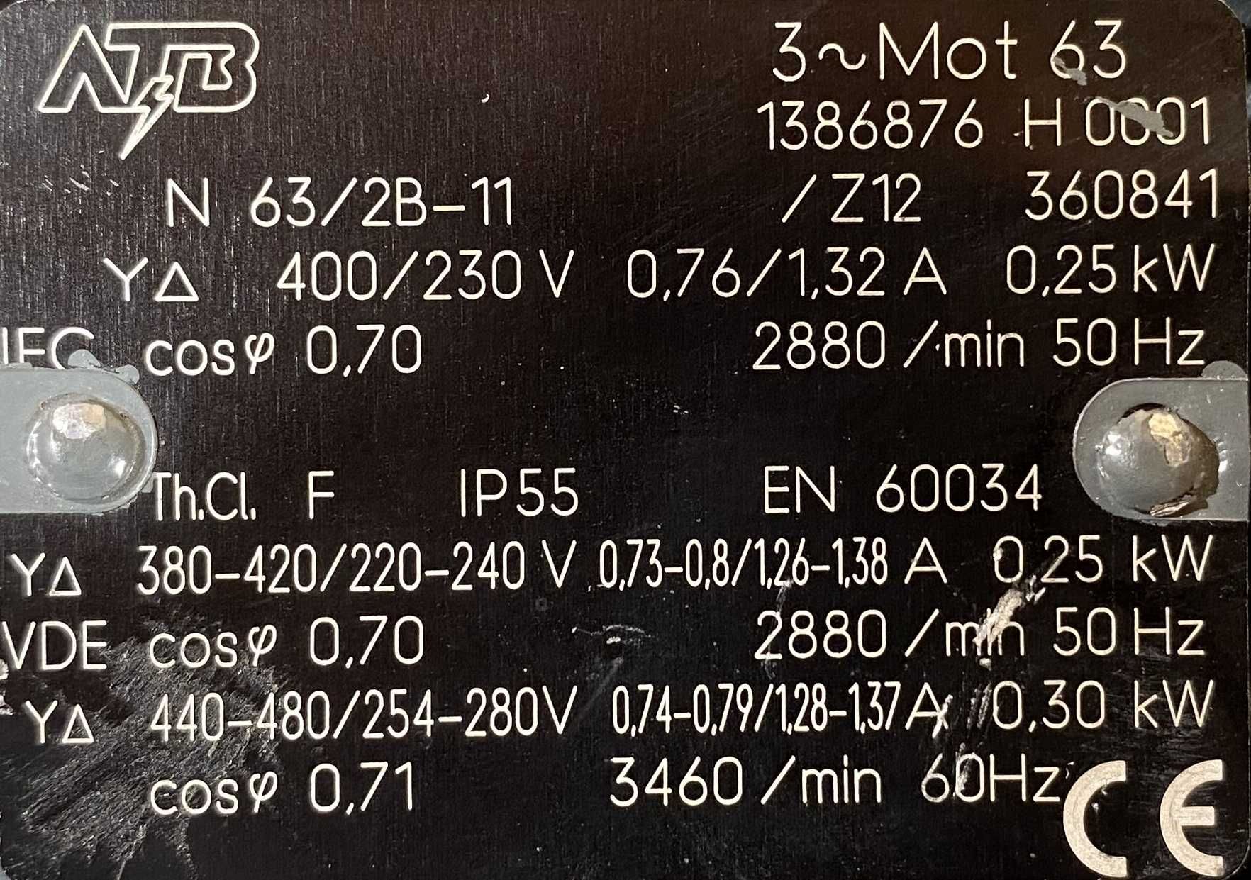 silnik elektryczny 0,25kW 2880obr. 3fazowy