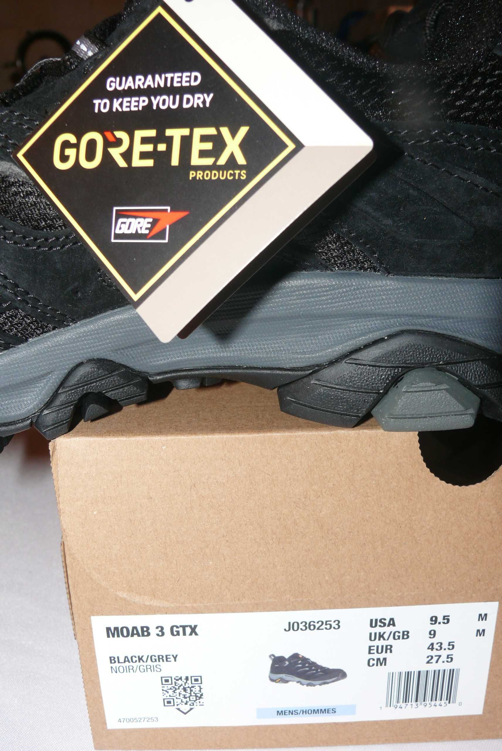 Buty trekkingowe męskie MERRELL MOAB 3 GTX GORE-TEX  43,5 EU 27,5 CM