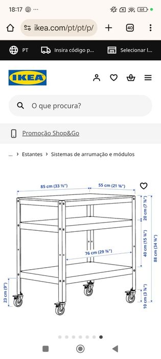 Mesa com rodízios