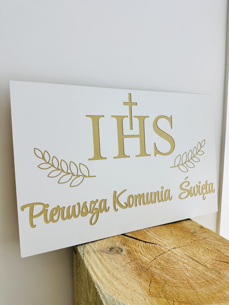 Tablica scianka dekoracja na komunie ihs