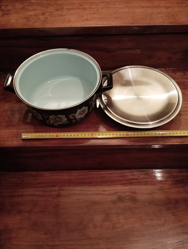 Conjunto tacho Fervedor de leite e sertã pintados