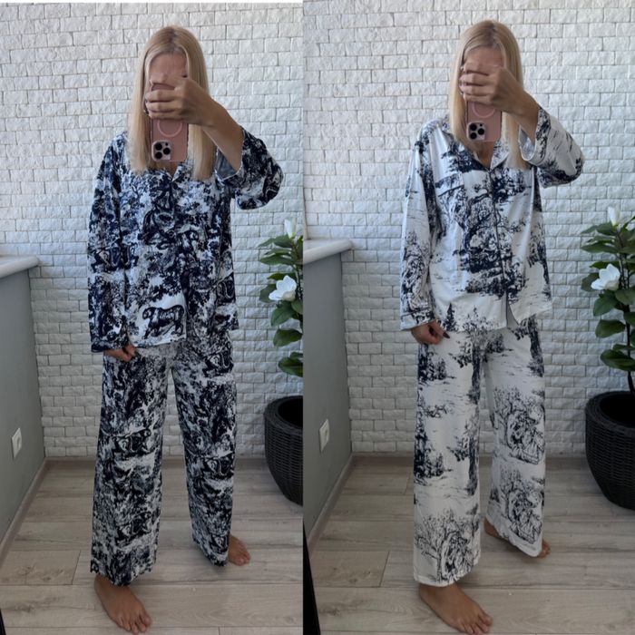 Жіноча піжама оверсайз сорочка + широкі штани котон