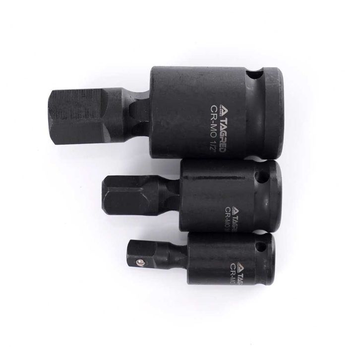 Przeguby kuliste udarowe 1/2" 1/4" 3/8", zestaw 3 sztuk