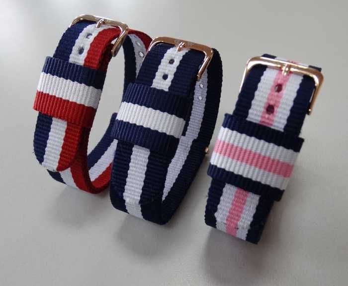 Pasek NATO nylonowy 18mm do zegarka Daniel Wellington złote klamry