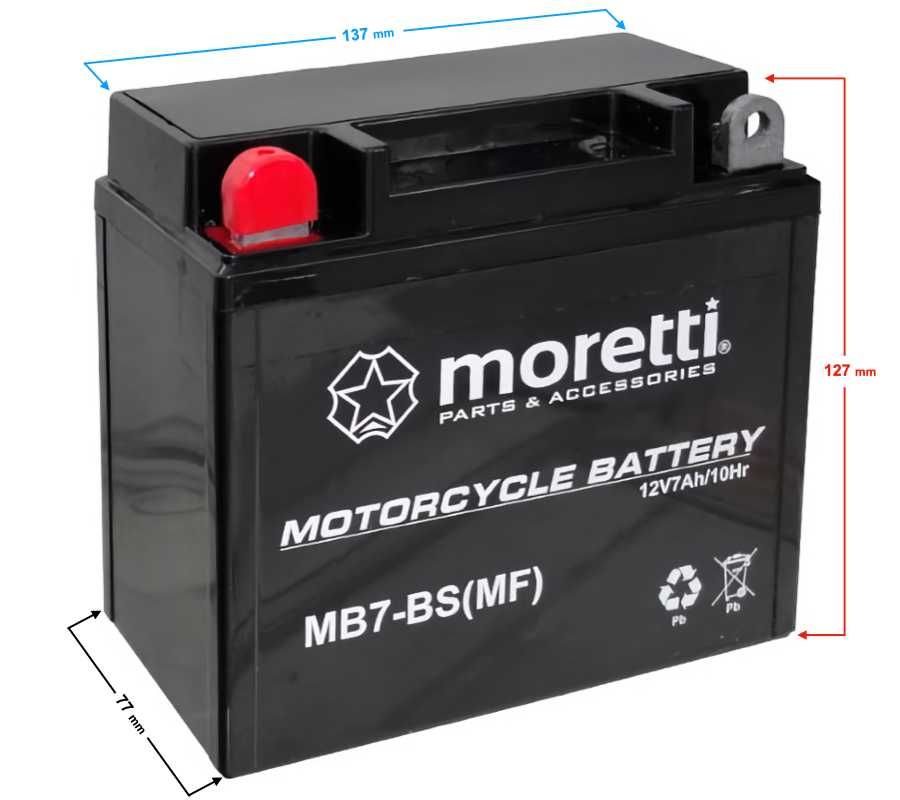 Akumulator Motocyklowy AGM MB7-BS 7Ah 120A L+