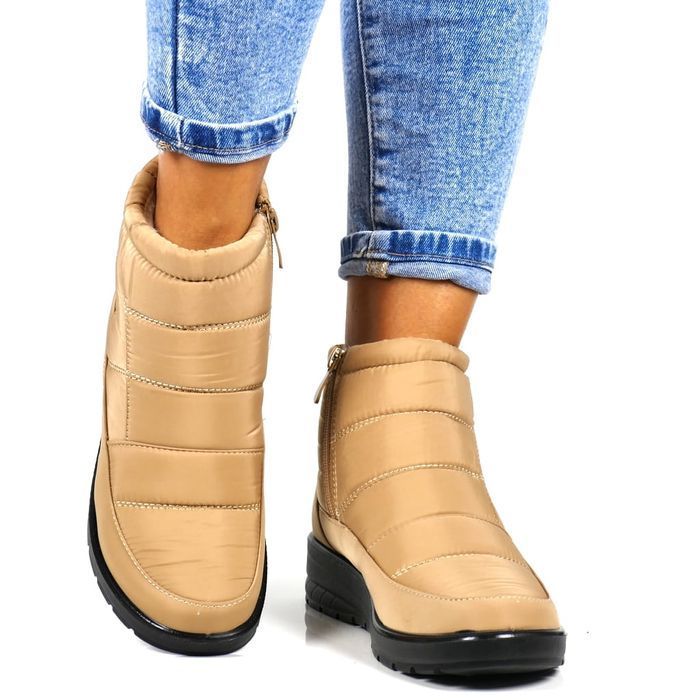 StrefaButa Śniegowce Damskie Niskie Na Koturnie 5029 Beżowe r41