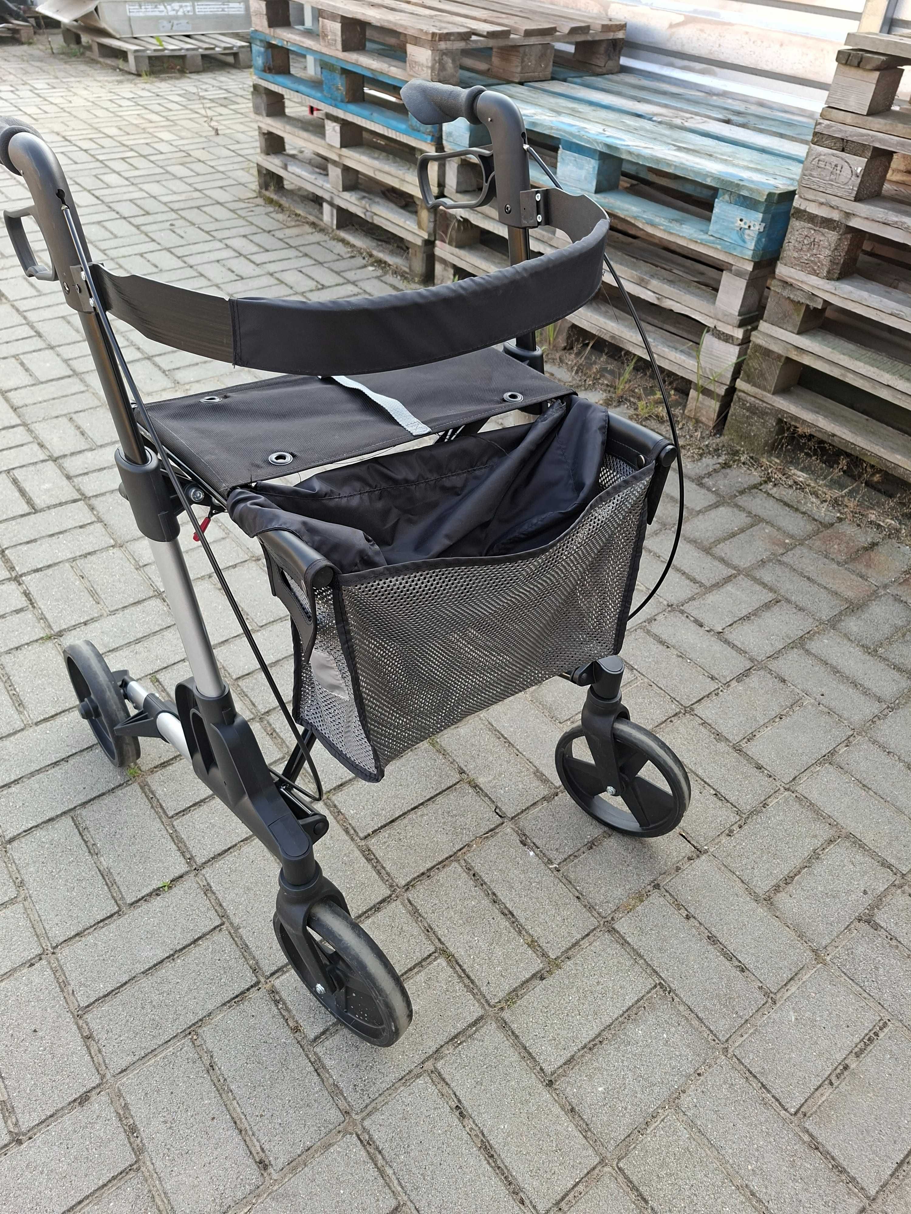 Balkonik Rollator Chodzik aluminiowy lekki składany siedzisko oparcie