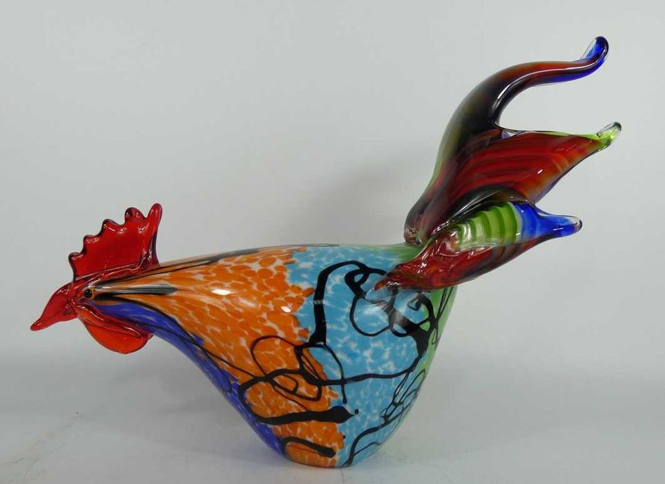 Duża Figura kolorowe szkło MURANO KOGUT kogucik ptak 2,3 kg
