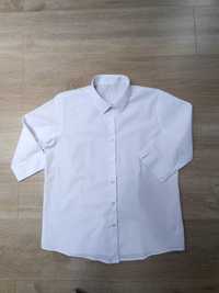 Bluzka koszulowa biała kołnierzyk rękaw 3/4 mankiety 'George' 152/158