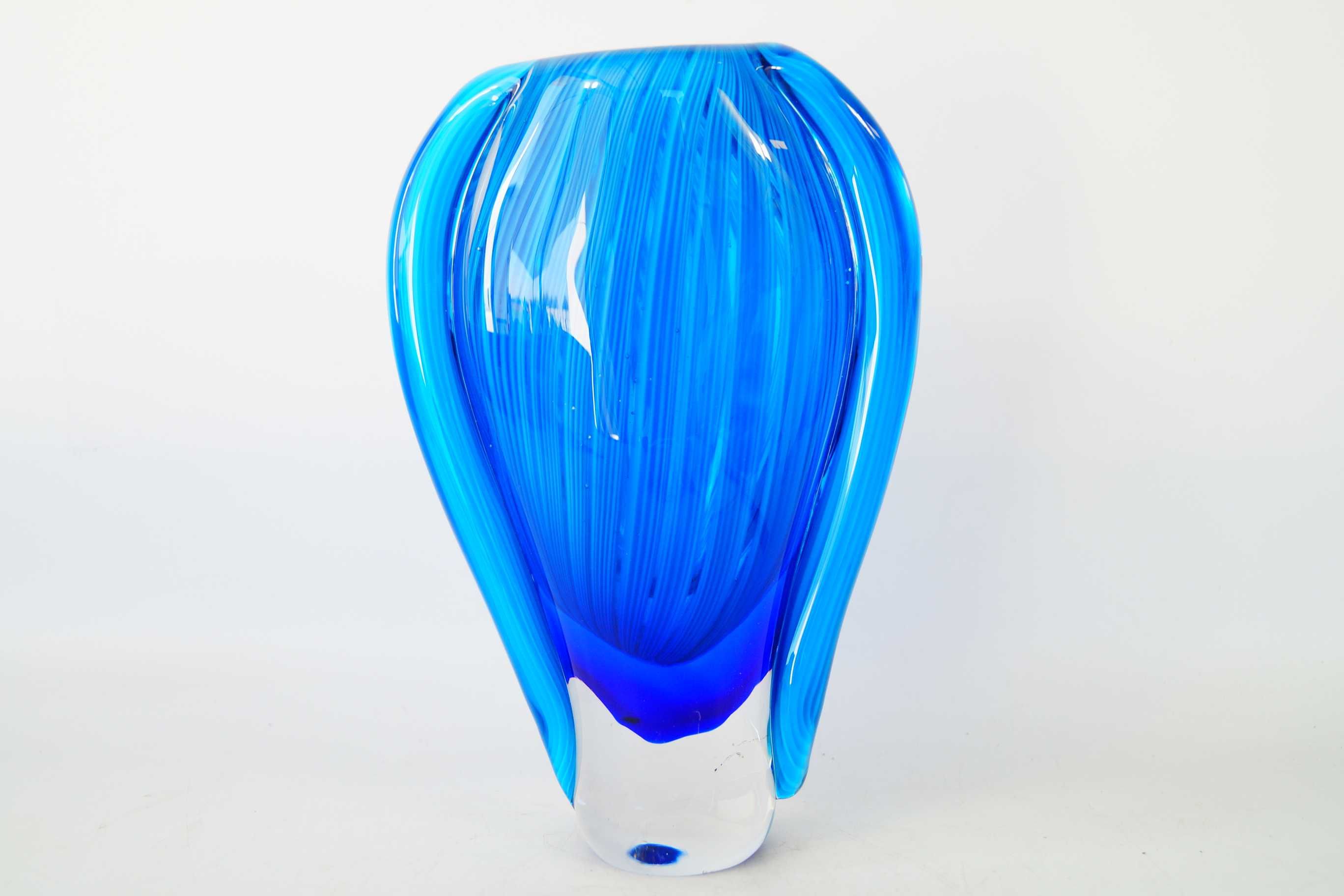 Murano style piękny niebieski wazon szkło dekoracyjne