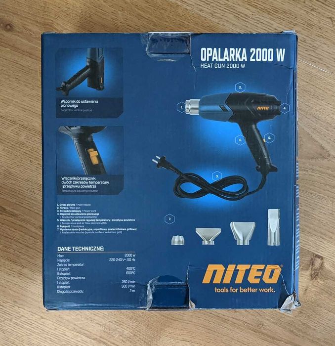 Opalarka sieciowa Niteo 2000W NOWA NIEUŻYWANA Heat Gun
