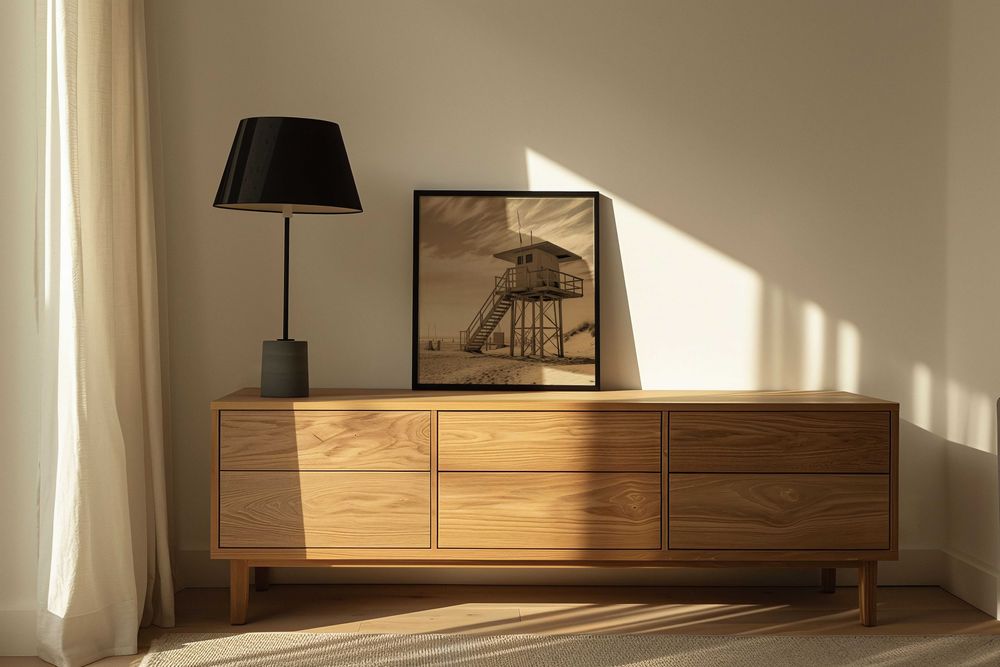 Plakat 20x20 Strażnik Wydm | Morze Krajobraz Sepia Woda Plaża Ratownik