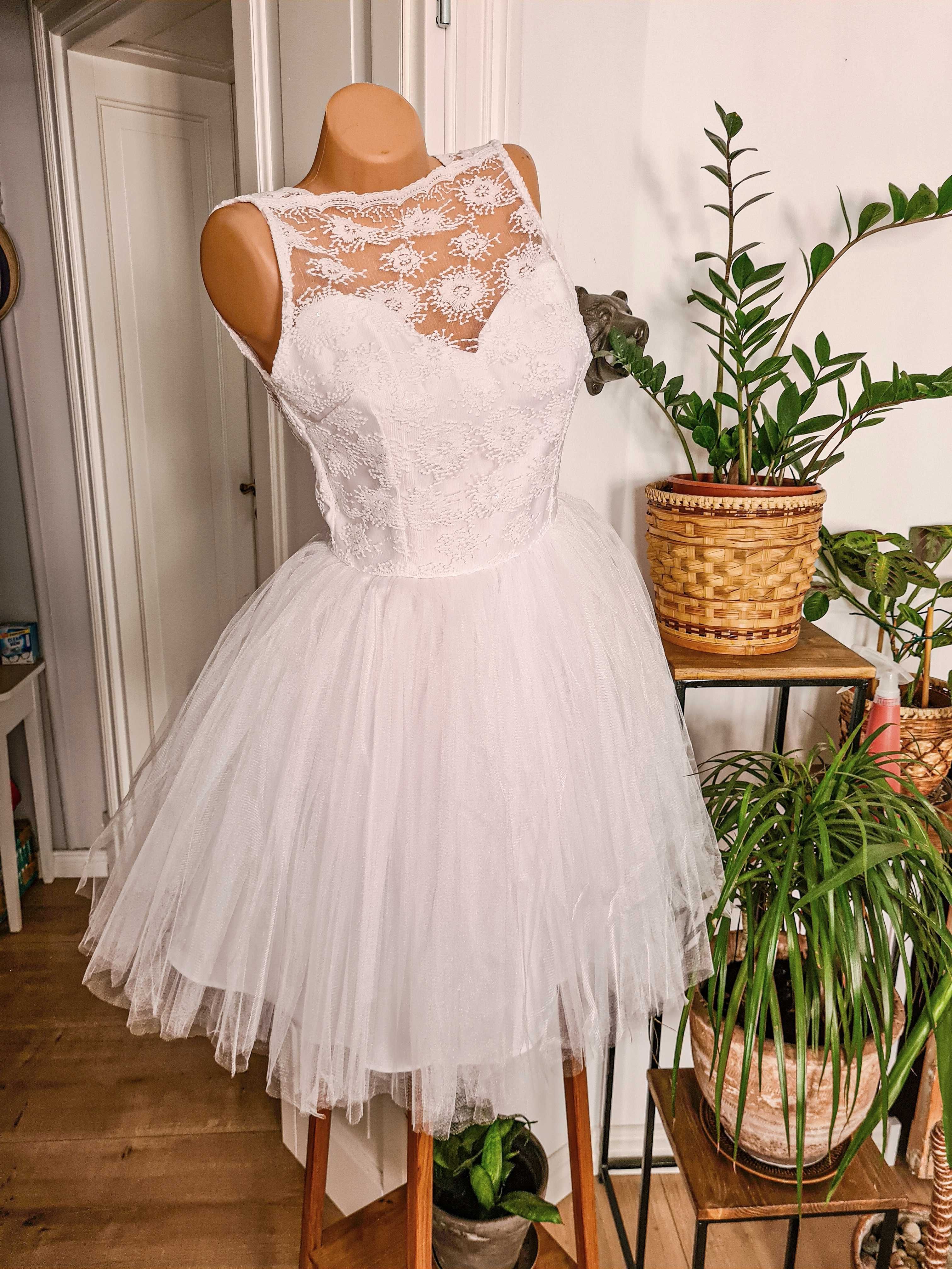 Sukienka ślubna LOU nowa wesele biała księżniczka z tiulem suknia