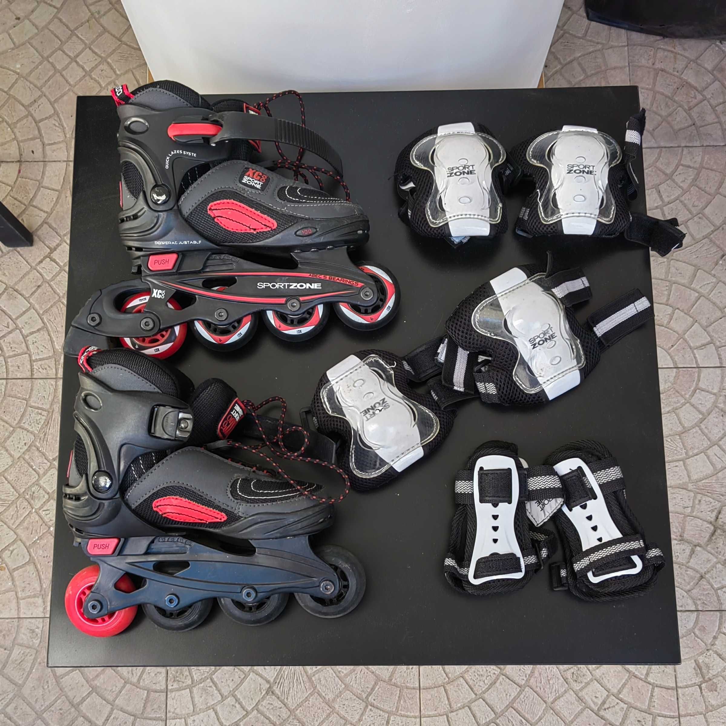 Patins em linha + proteções