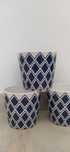 Conj. 3 Vasos Padrão Azul e Branco