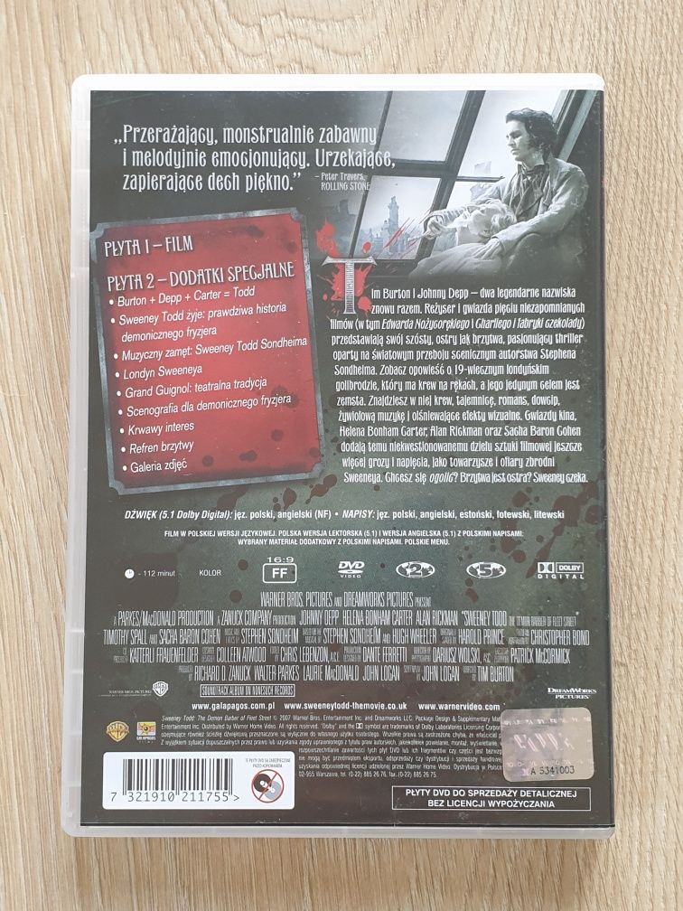 Sweeney Todd - edycja specjalna dwupłytowa DVD