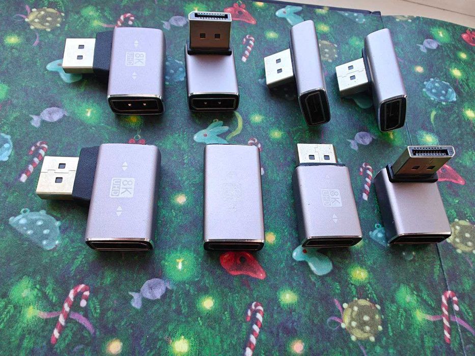 Переходник угол бок прямой HDMI 2.1 Display Port 1.4 8K 60 Hz